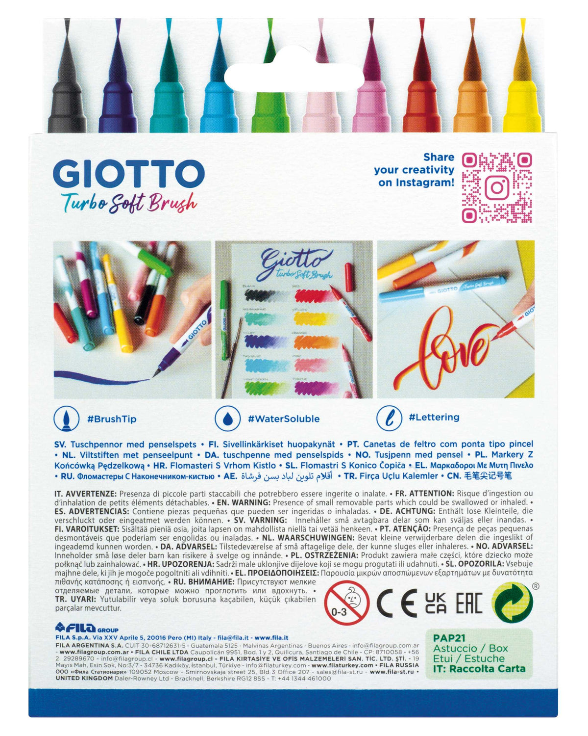 Flomasteri sa kist vrhom GIOTTO Turbo Soft Brush - 10 kom