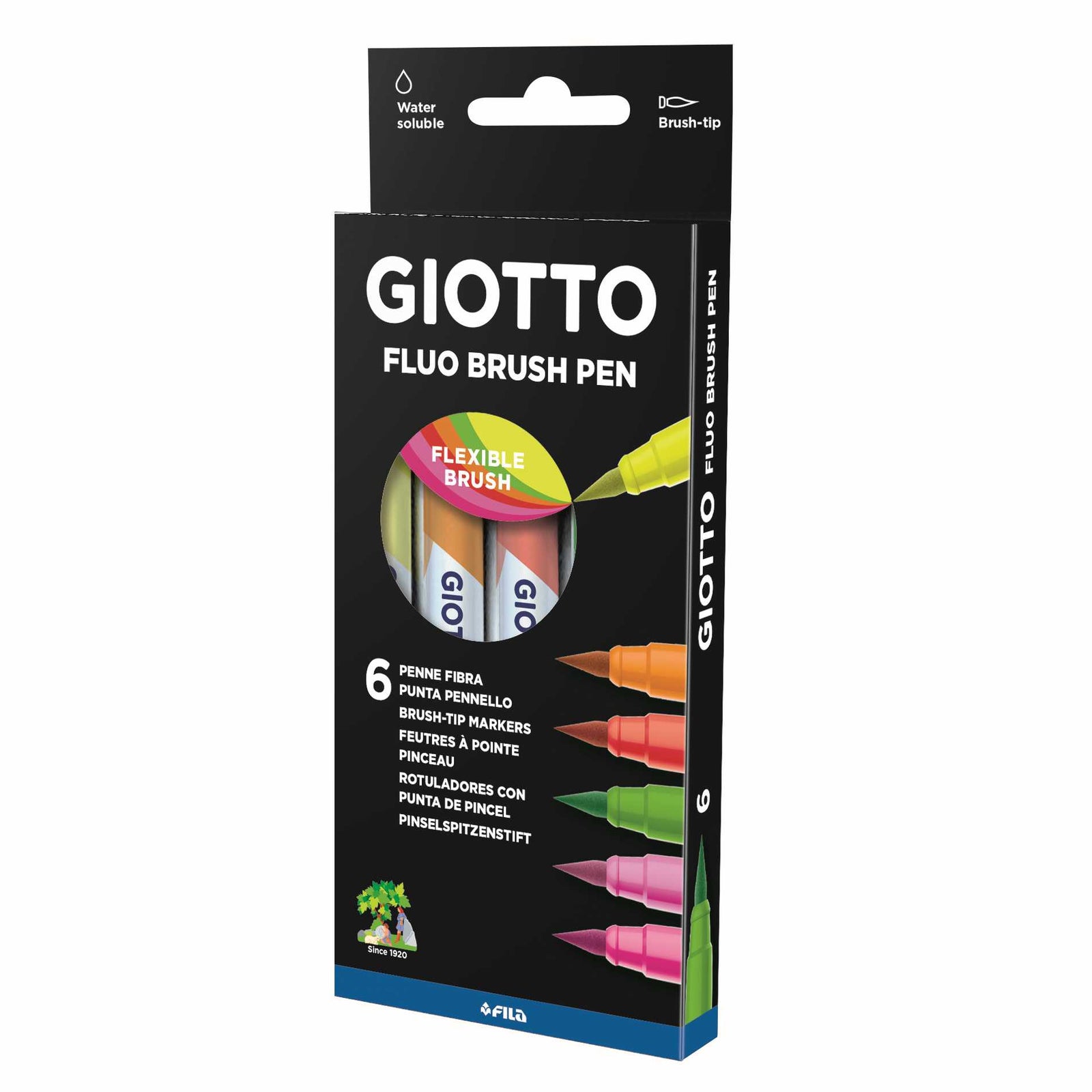 Flomasteri sa vrhom u obliku kista GIOTTO Turbo Soft Brush Fluo 6 kom