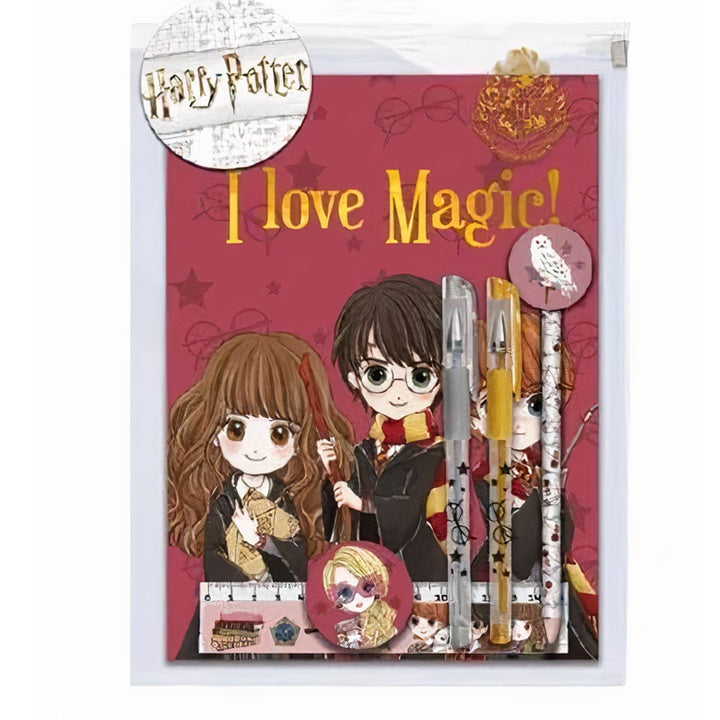 Harry Potter bilježnica i set sa šest dodataka za pisanje i crtanje, idealno za ljubitelje magičnog svijeta.