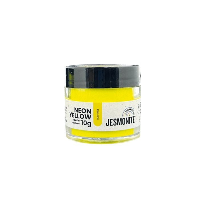 Jesmonite neonski pigment u prahu, 10 g, prikazan u otvorenoj posudici sa intenzivnim bojama.