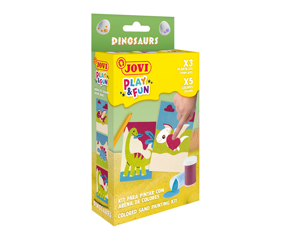 JOVI Play&Fun mini kreativni set za slikanje pijeskom – 9 dijelova – Dinosaurusi