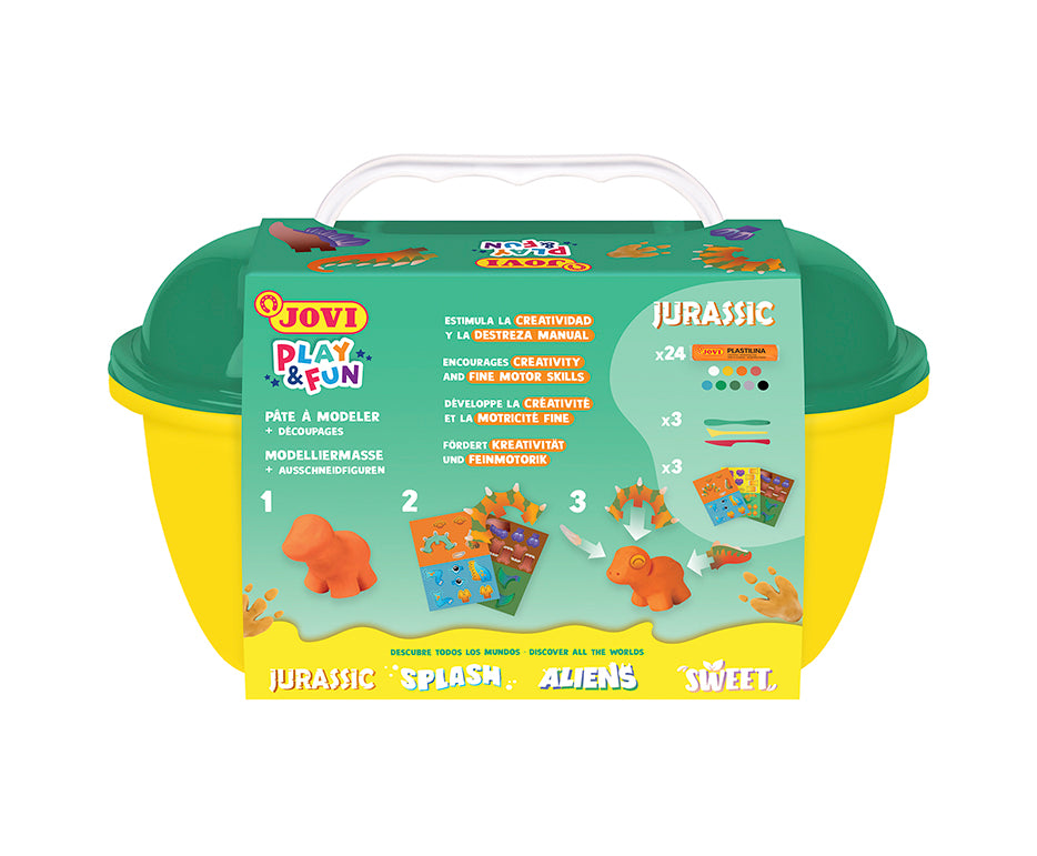 JOVI Play&Fun prirodzeni plastelin u koferčiću Jurassic – set s priborom