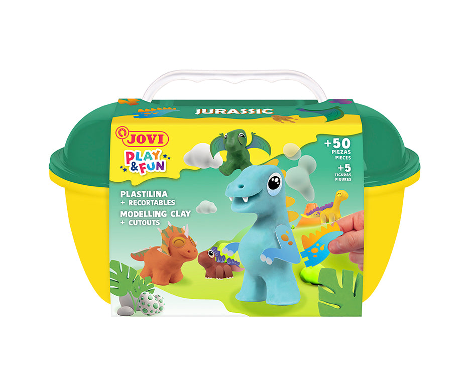 JOVI Play&Fun prirodzeni plastelin u koferčiću Jurassic – set s priborom