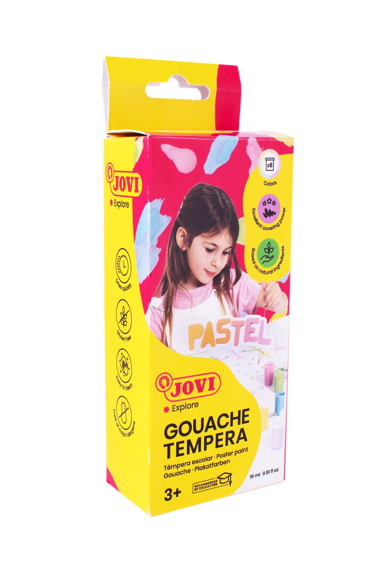 Pastelne tempera boje JOVI Premium 6 x 15 ml s kistom