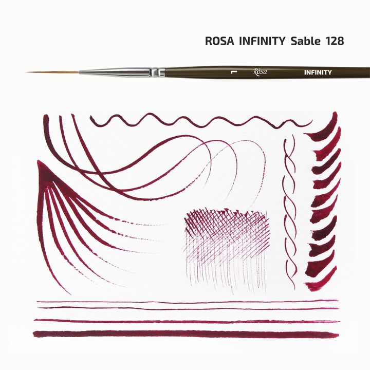 ROSA INFINITY 128 kist od kuninog krzna, profesionalni alat za fine linije