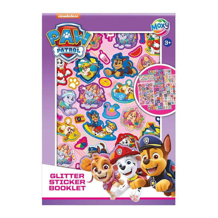 Knjiga svjetlucavih naljepnica Paw Patrol A5 sa osam listova zabavnih motiva za kreativno ukrašavanje.