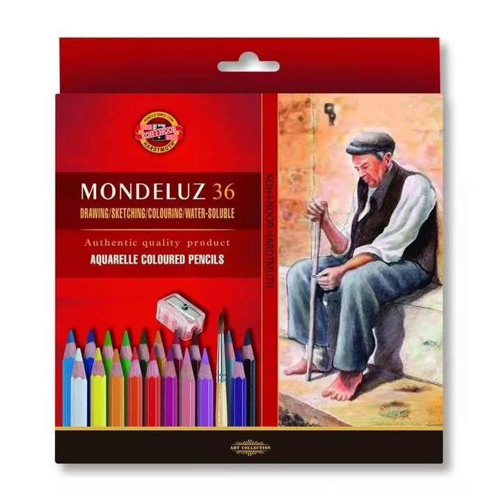 Set od 36 KOH-I-NOOR Mondeluz akvarel olovaka u metalnoj kutiji za profesionalno slikanje.
