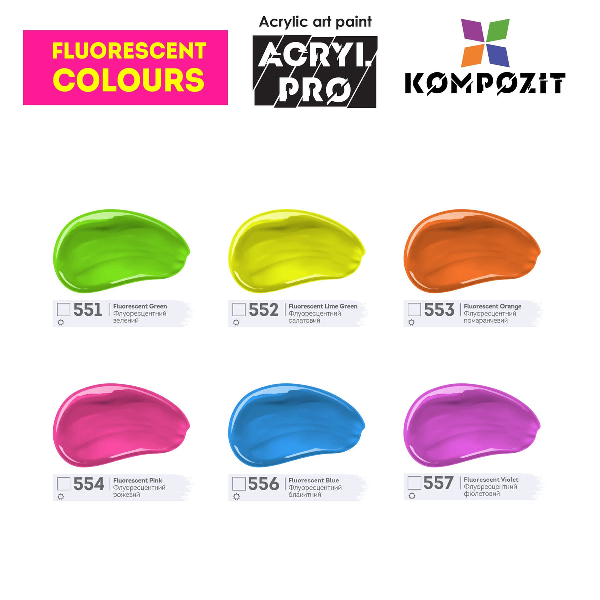 Fluorescentna akrilna boja ACRYL PRO ART Kompozit 75 ml