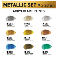 Set metalik akrilnih boja ACRYL PRO Kompozit 9x20 ml