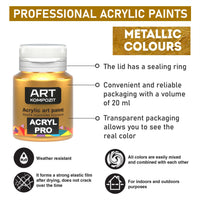 Set metalik akrilnih boja ACRYL PRO Kompozit 9x20 ml