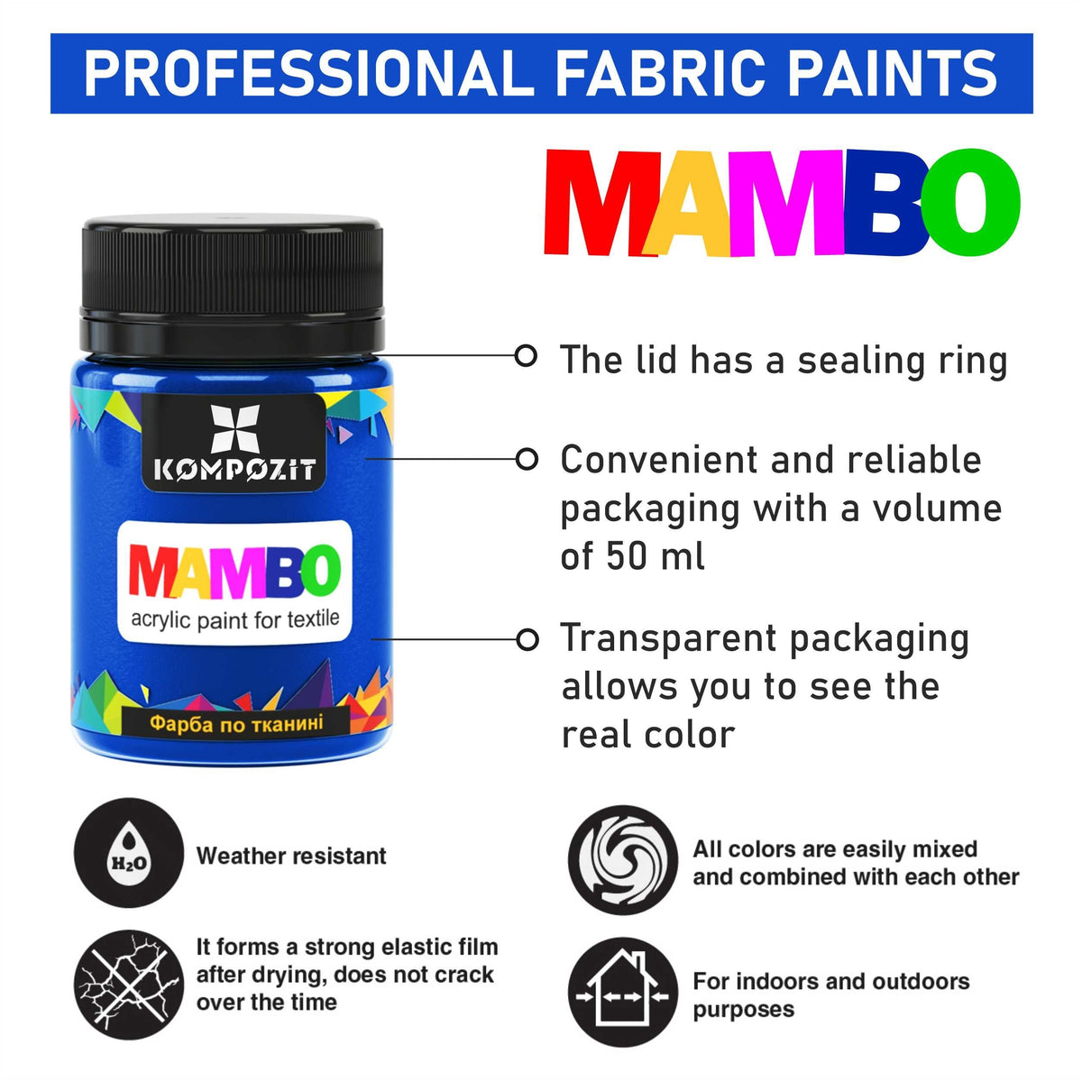 Akrilna boja za tekstil i kožu MAMBO 50 ml