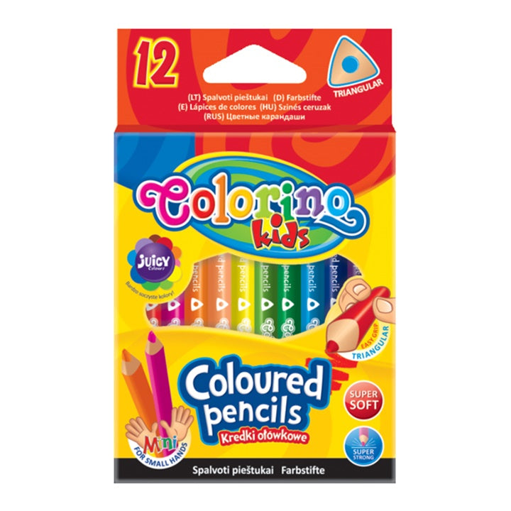 Pakovanje od 12 kratkih trougaonih Colorino bojica za crtanje i bojenje.