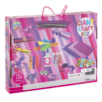 Otvorena kutija Giant Craft Box seta sa raznovrsnim kreativnim materijalima u roze nijansama