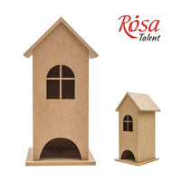Drvena kućica za čaj od MDF-a ROSA TALENT dimenzija 10x10x26 cm za dekupaž i kreativno ukrašavanje.