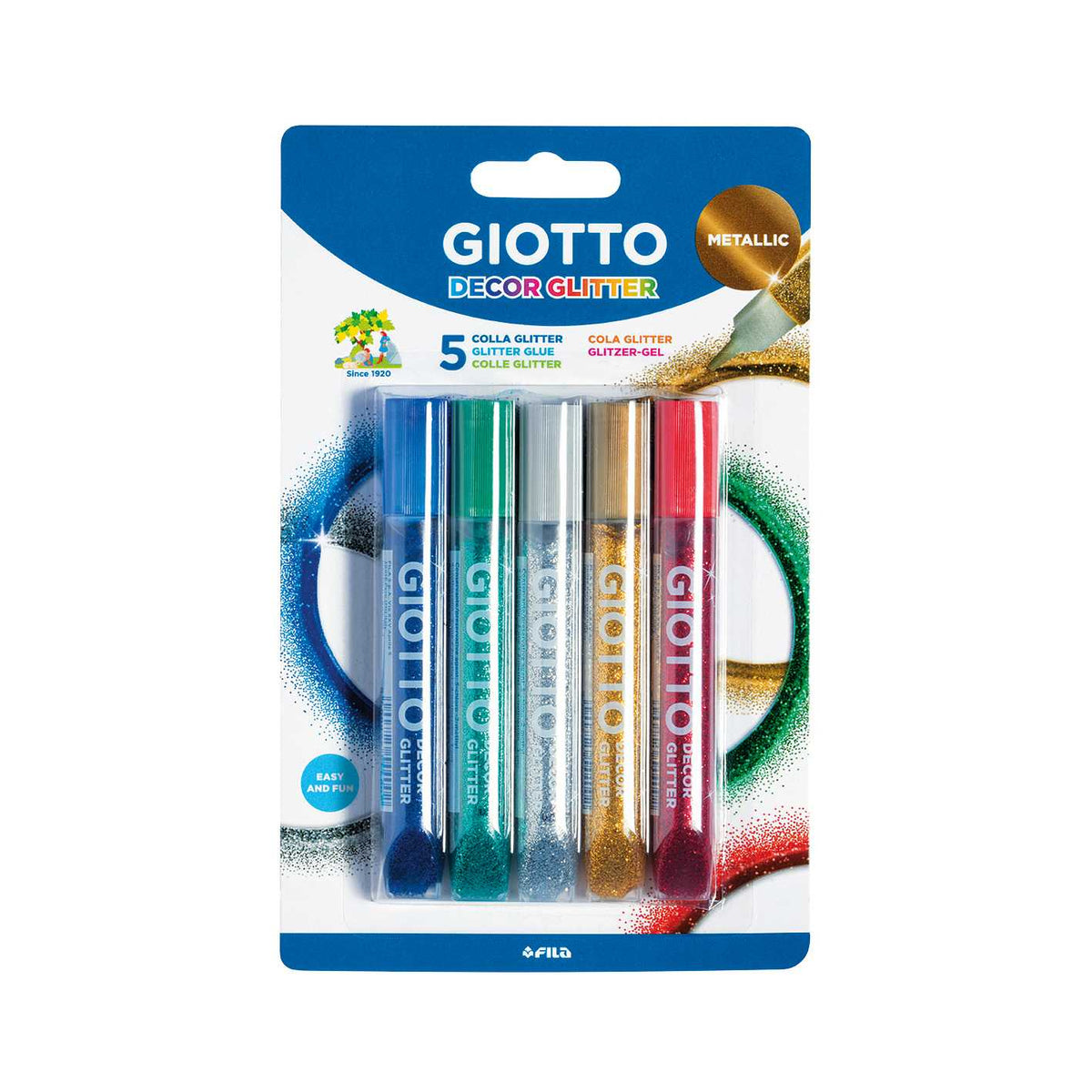 Ljepilo sa šljokicama GIOTTO Glitter Glue metalik boje 5 x 10 g