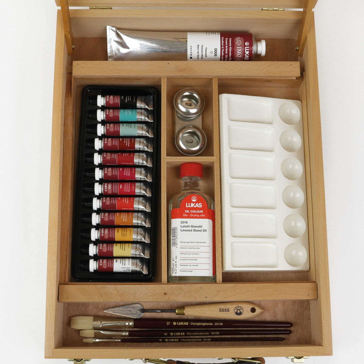 LUKAS 1862 set uljanih boja u drvenom koferu 12 x 10 ml s priborom