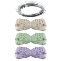 Kompletan set za izradu macramé dekoracija za boce, uključujući sav potreban materijal za hobi.
