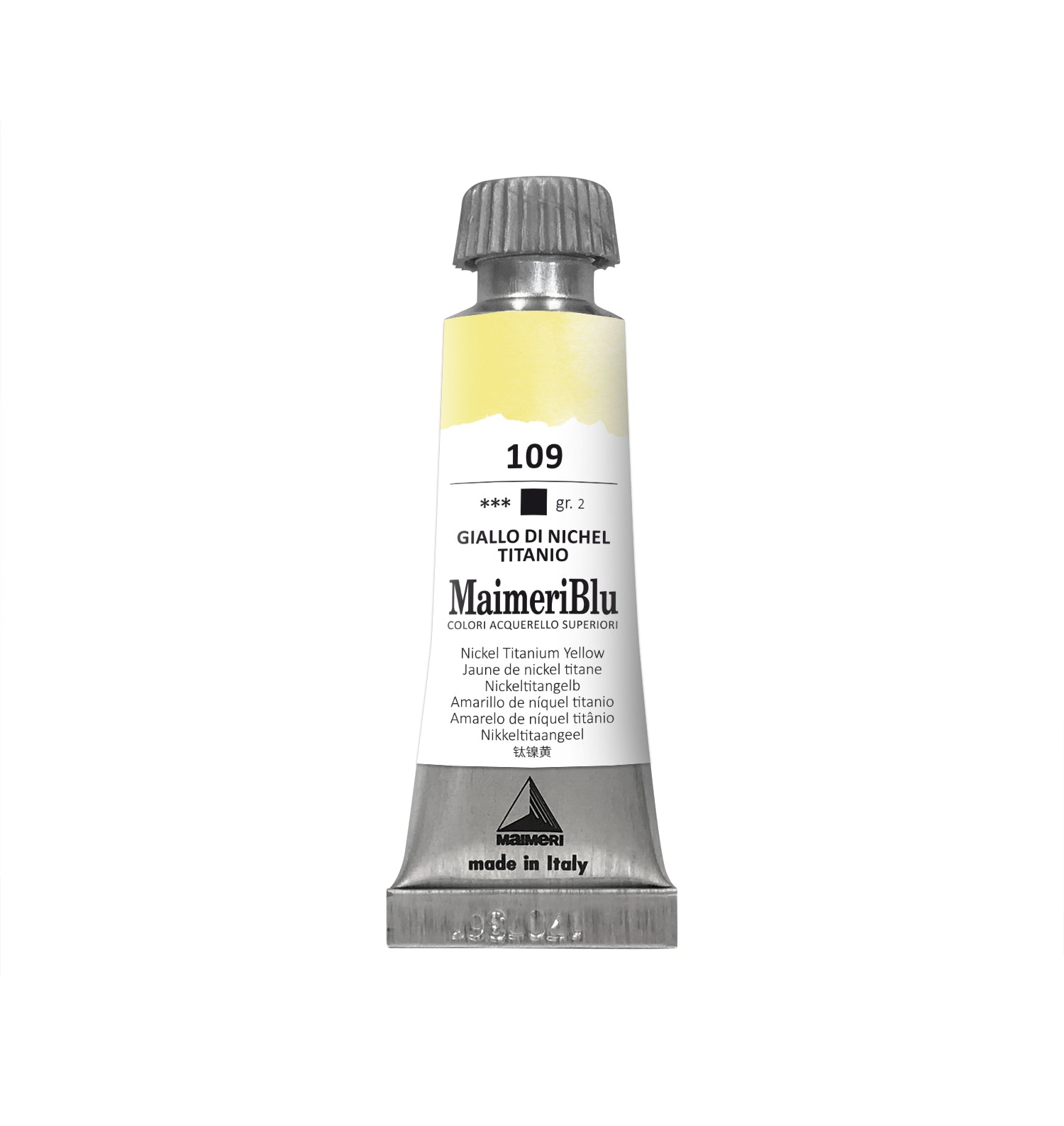 Profesionalna akvarel boja MAIMERI Maimeri Blu 12 ml – Nikal titanijum žuta