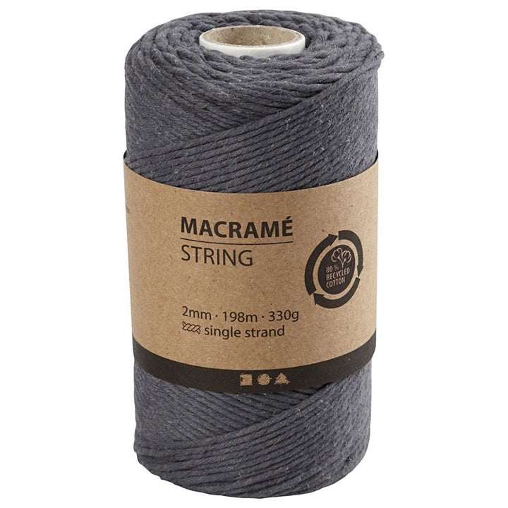 Makrame konac 2 mm x 198 m - izaberite boju - siva