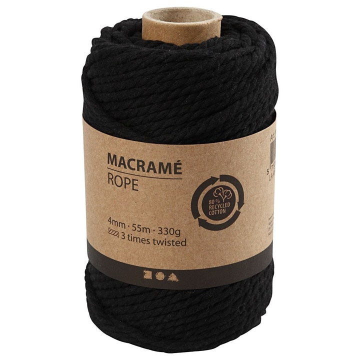Makrame konac 4 mm x 55 m - izaberite boju - crna