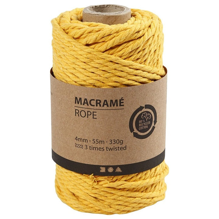 Makrame konac 4 mm x 55 m - izaberite boju – žuta