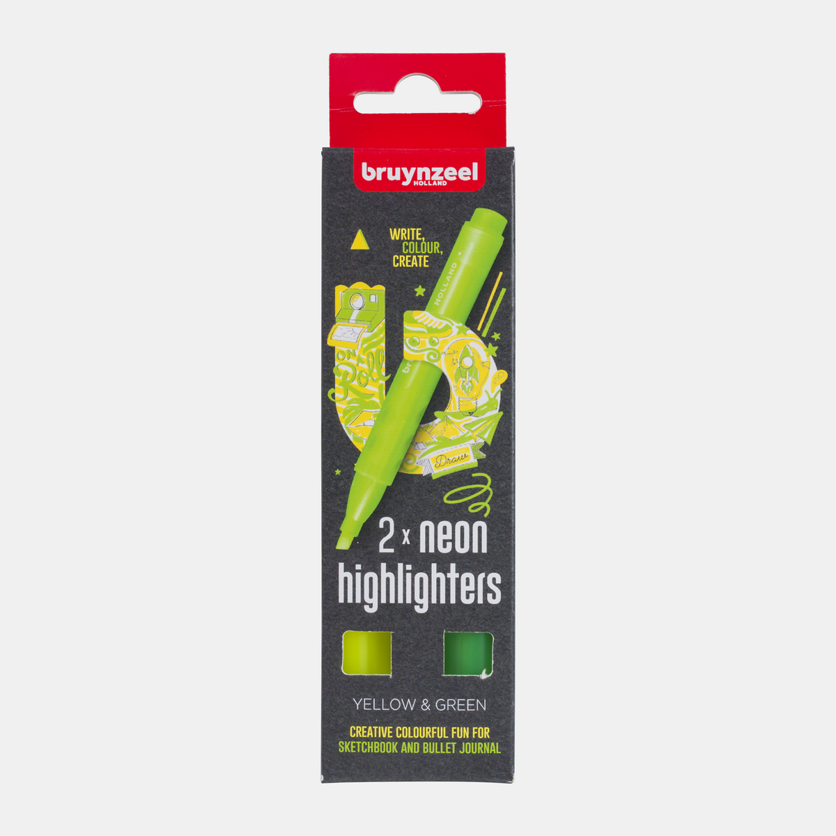 Marker zvýrazňovač Bruynzeel / set od 2 kom – žuta i zelena