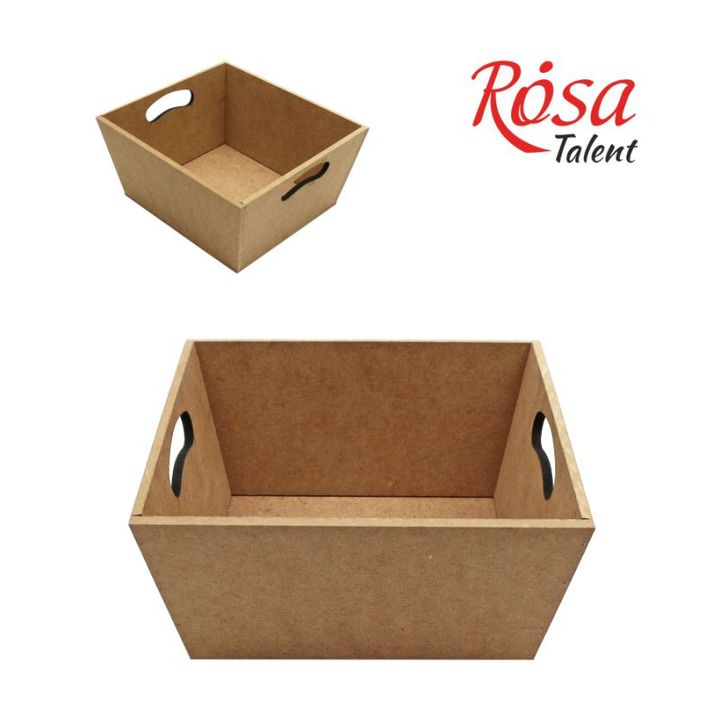 Dekorativna MDF korpa ROSA TALENT dimenzija 21.5x21.5x11 cm za odlaganje slikarskog i kreativnog pribora.