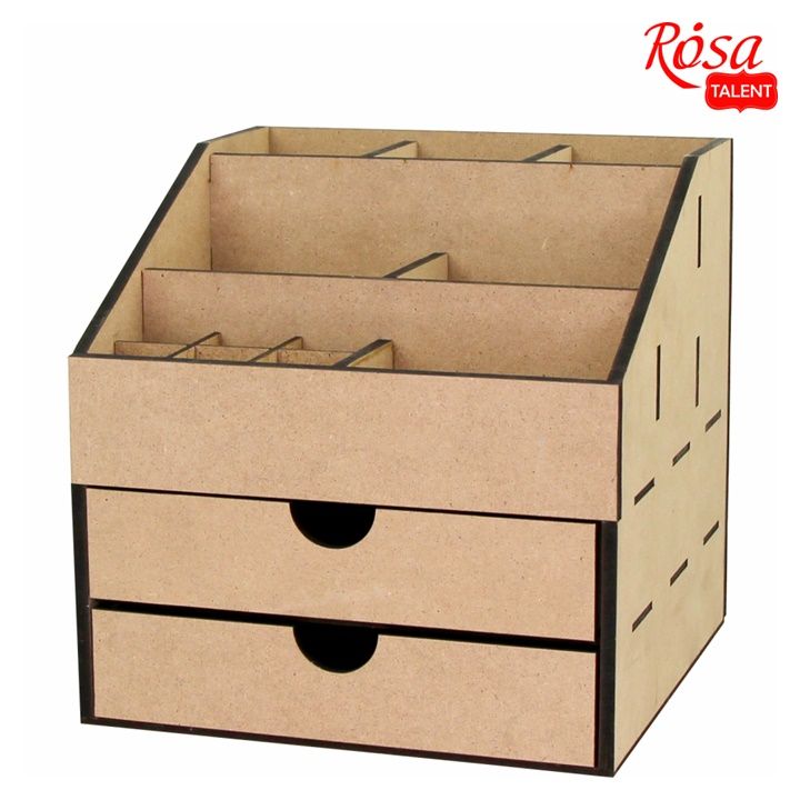 MDF organizator ROSA TALENT sa dvije ladice za odlaganje slikarskog i kreativnog pribora, dimenzija 22.5x22.5x22.5 cm