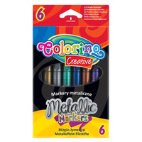 Pakovanje od 6 Colorino metalik flomastera u različitim sjajnim bojama za kreativno crtanje.