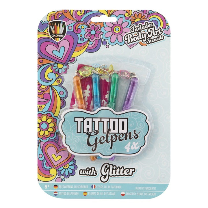 Metalik gel olovke za tetoviranje 4 kom + šabloni – Set 2