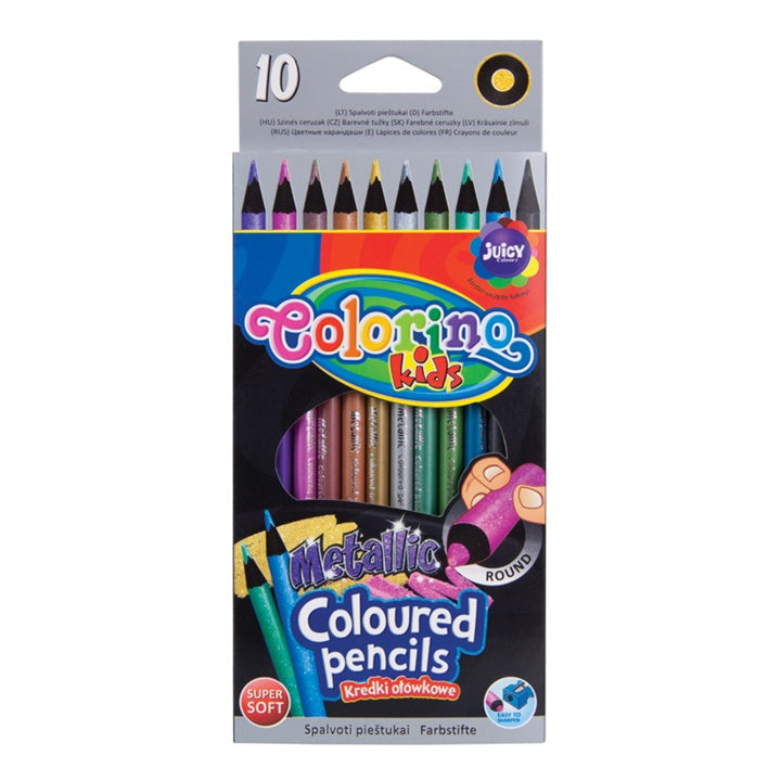 Pakovanje od 10 Colorino metalik olovaka u različitim sjajnim bojama.