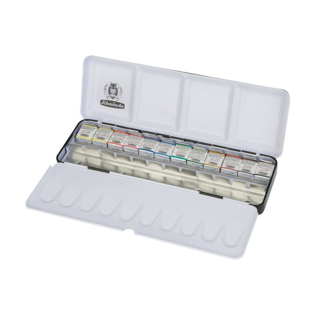 Metalni set akvarel boja Schmincke HORADAM, 12 x 1/2 posudice s dodatnim prostorom