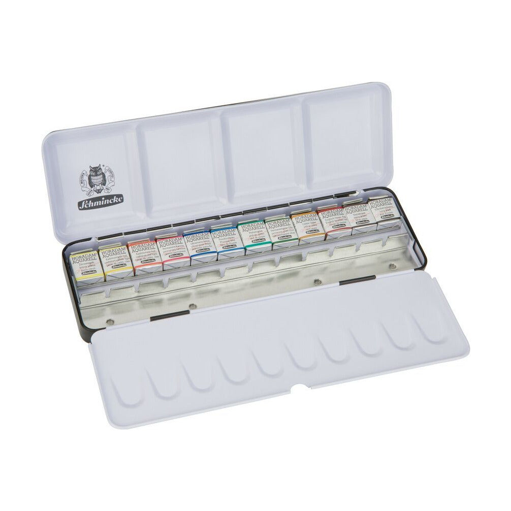 Metalni set akvarel boja Schmincke HORADAM, 12 x 1/2 posudice s dodatnim prostorom