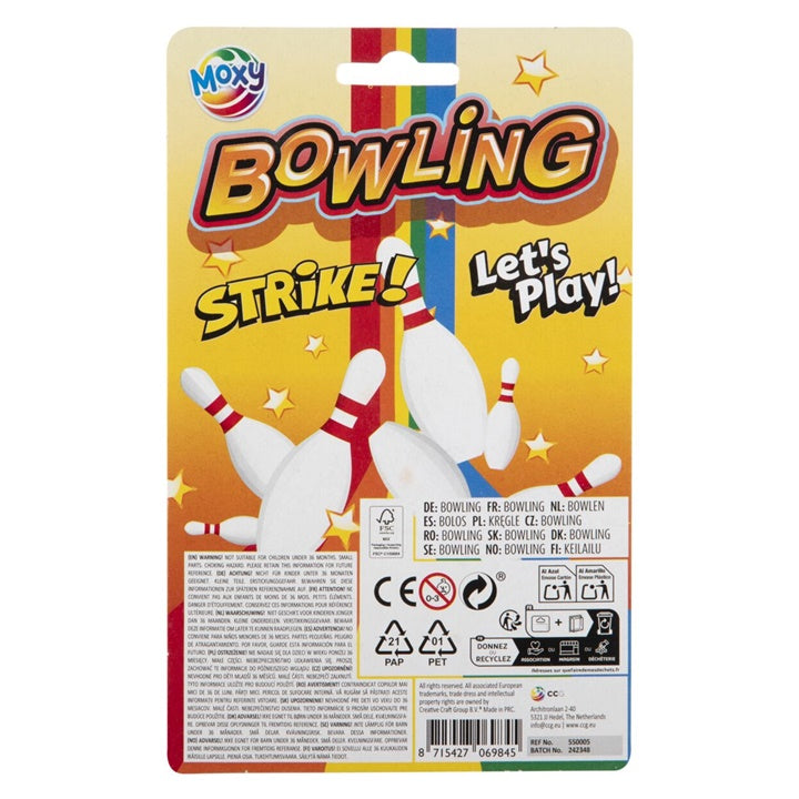 Pogled na Mini igra Bowling u džepnom izdanju, idealno za igru na stolu ili kreativni odmor.