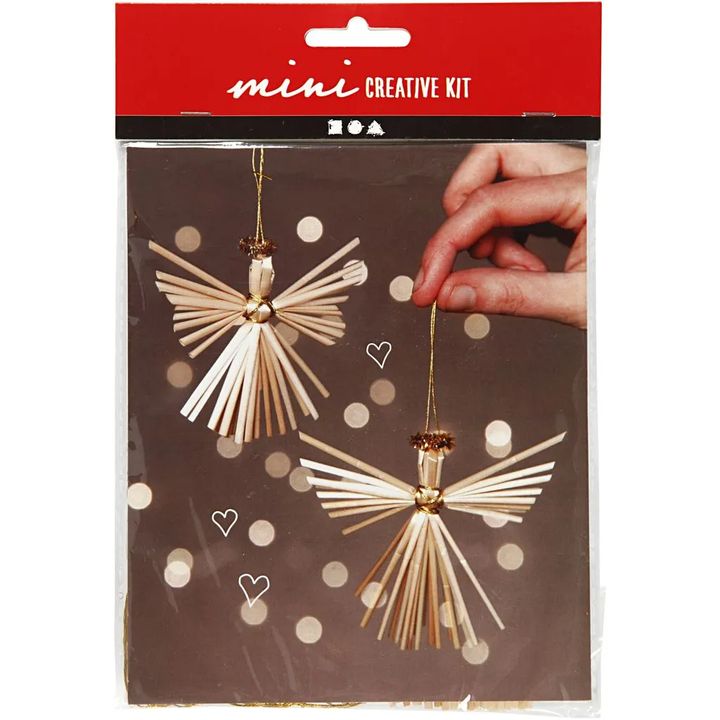 Mini kreativni set slameni anđelčići u originalnom pakovanju za izradu ukrasa.