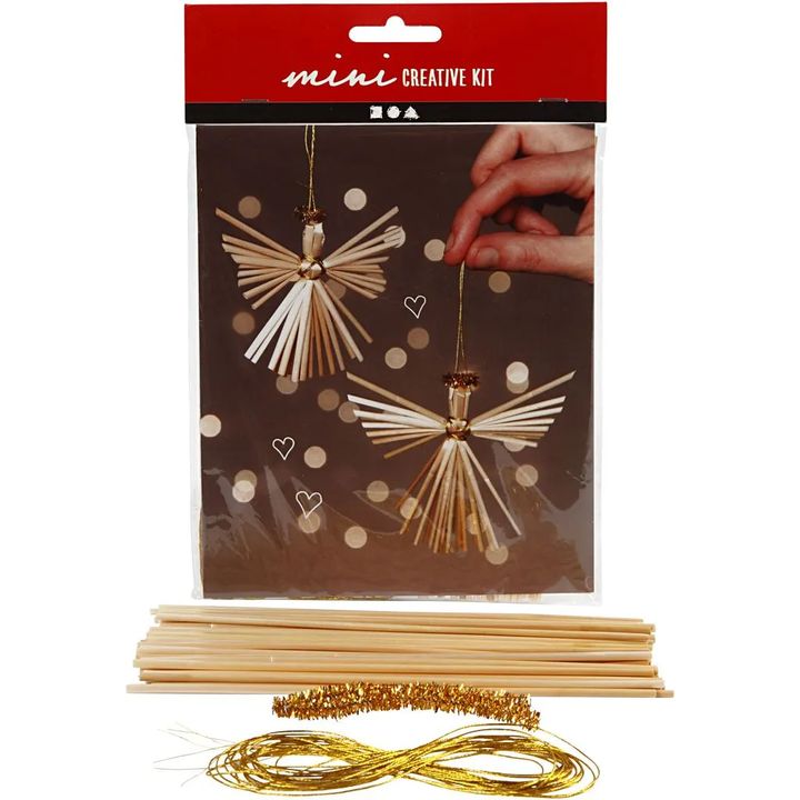Sadržaj pakovanja Mini kreativni set slameni anđelčići sa slamčicama i koncem.