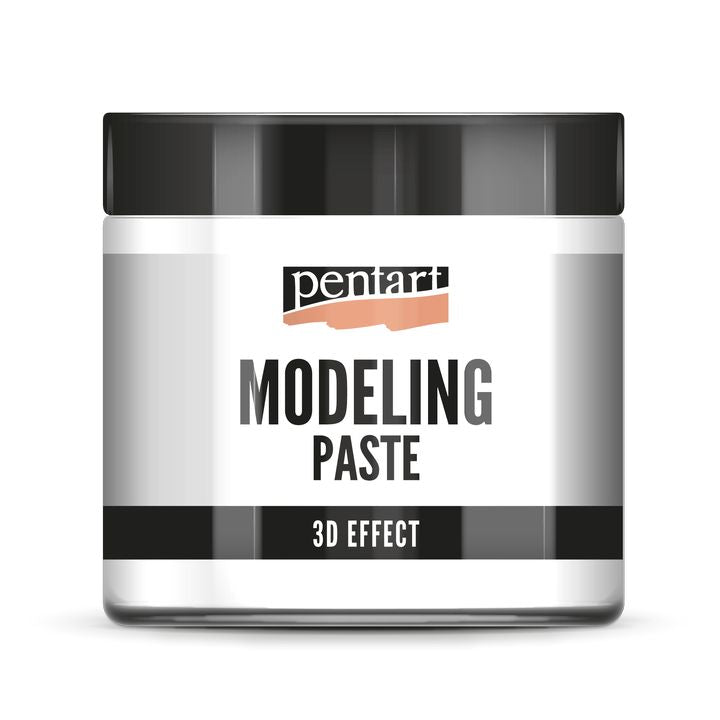 Bijela Pentart modelirna pasta u plastičnoj posudi od 500 ml za umjetničko oblikovanje i reljefe.