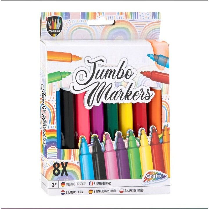 MOXY set od 8 Jumbo flomastera jarkih boja za dječiju kreativnost i crtanje.