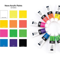 Set Royal & Langnickel neonskih akrilnih boja, 12 živopisnih nijansi za umjetnike.