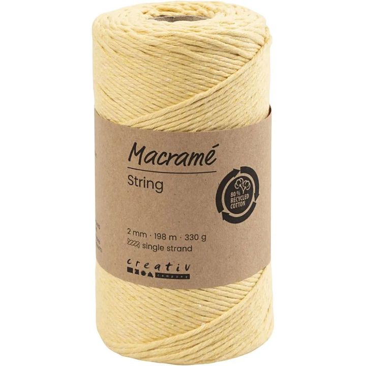 Makrame konac 2 mm x 198 m - izaberite boju – svijetložuta