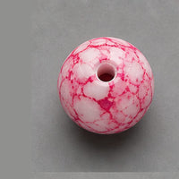 Okrugle staklene perle s mramornim efektom 8 mm – 15 kom – roze-bijela