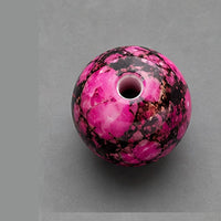 Okrugle staklene perle s mramornim efektom 8 mm – 15 kom – roze-crna