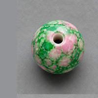Okrugle staklene perle s mramornim efektom 8 mm – 15 kom – zeleno-roze