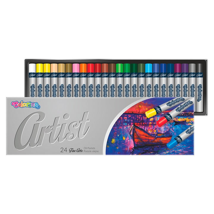 Pakovanje od 24 okrugle uljane pastele Colorino Artist u šarenoj kutiji