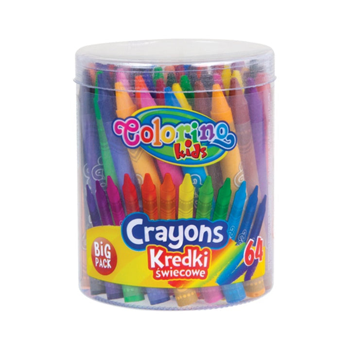 Pakovanje od 64 okrugle voštane boje Colorino u raznim nijansama za crtanje i kreativno izražavanje.