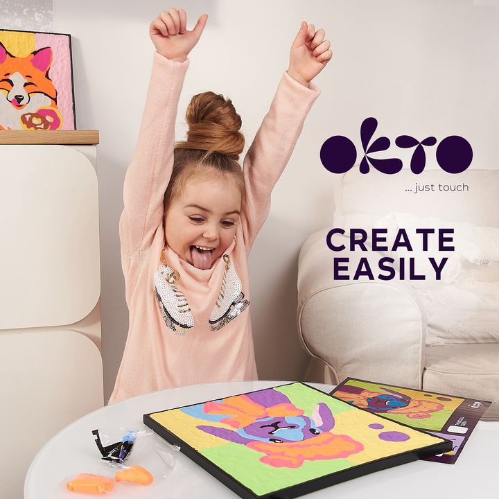 OKTO slika sa samostvrdnjavajućom masom 30 x 30 cm Hare — slika 6