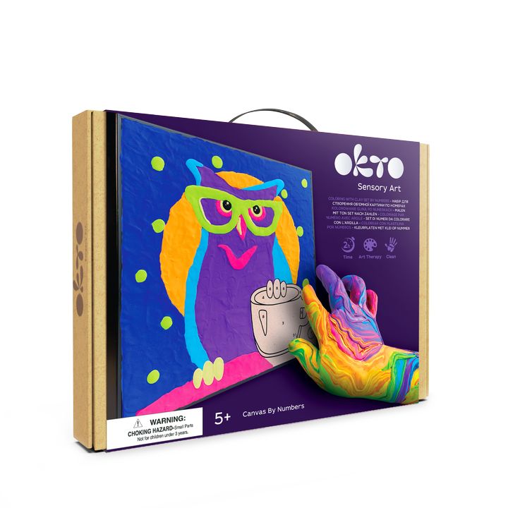OKTO slika sa samostvrdnjavajućom masom 30 x 30 cm Sova — slika 1