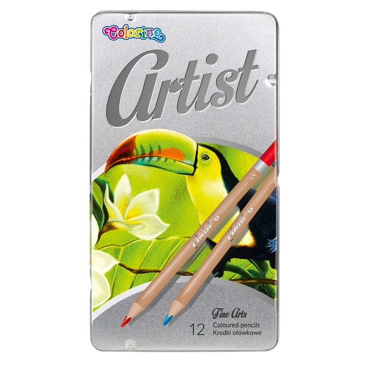 Colorino Artist olovke u elegantnoj metalnoj kutiji, set od 12 komada za crtanje i skiciranje.