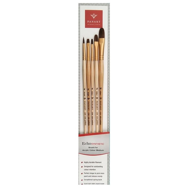 PanArt ES-04 set od 5 kistova: okrugli, plosnati i filbert oblici za slikanje.
