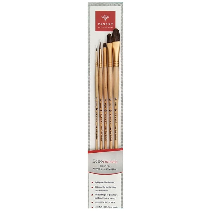 PanArt ES-05 set od 5 kistova: okrugli, plosnati i filbert oblici za razne slikarske tehnike.